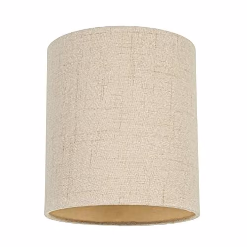 Happy Homewares Modern Cylindrical Fabric Lamp Shade in Taupe and Beige, Width: 16 cm