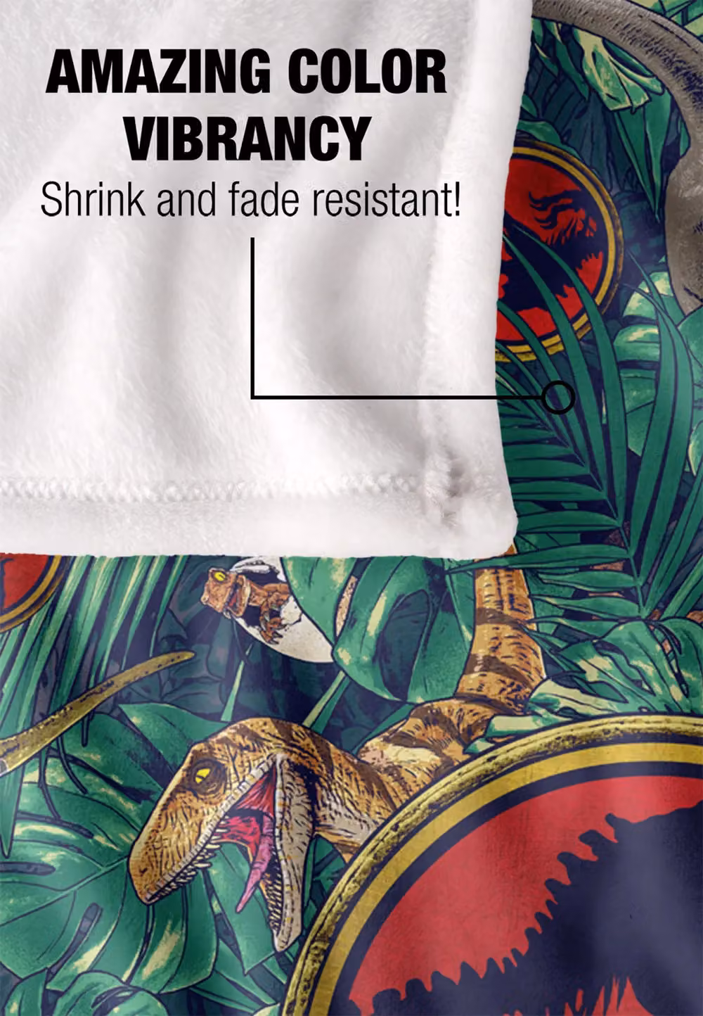 Universal Jurassic Park T-Rex Super Soft Silky Touch Throw Blanket, White, W: 152 cm, D: 127 cm – 4