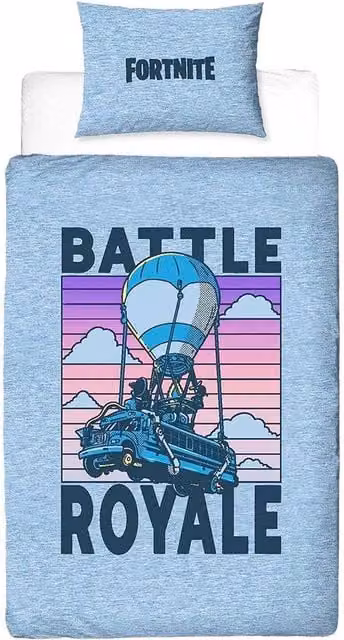 Fortnite Battle Royale Reversible Blue Duvet Set and Pillowcase, W/D/H: 90 x 200 cm