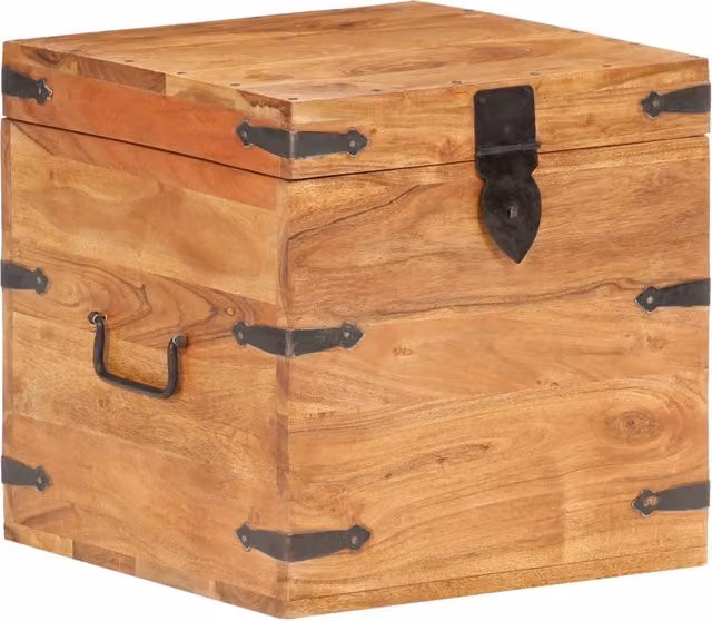 Berkfield Home Rustic Acacia Wood Chest in Brown, W/D/H: 40 x 40 x 40 cm – 1