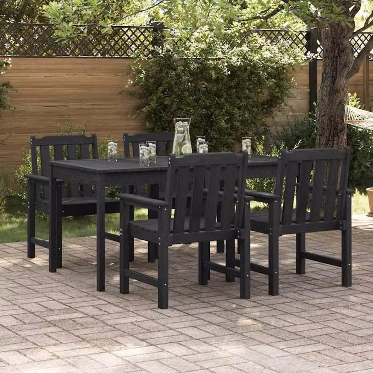 Berkfield Home Modern Garden Dining Chairs, 4 Piece Set, Black, W/D/H: 65.5 x 55.5 x 88 cm
