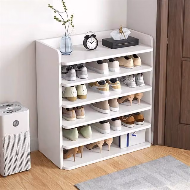EONLION 6-Tier White MDF Shoe Cabinet Rack and Open Cupboard, Width: 100 cm