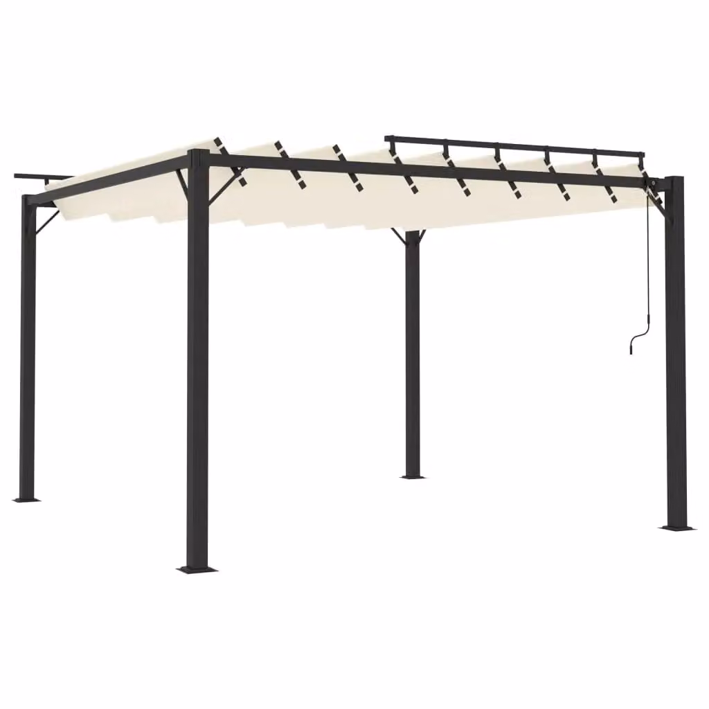 Berkfield Home Gazebo with Louvered Roof in Beige Aluminium and Cream Fabric, W: 300 cm, D: 300 cm, H: 300 cm – 2