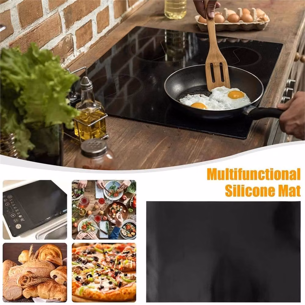 SPETLEK Large Black Silicone Induction Hob Mat Anti-Scratch Kitchen Protector Cover – 5