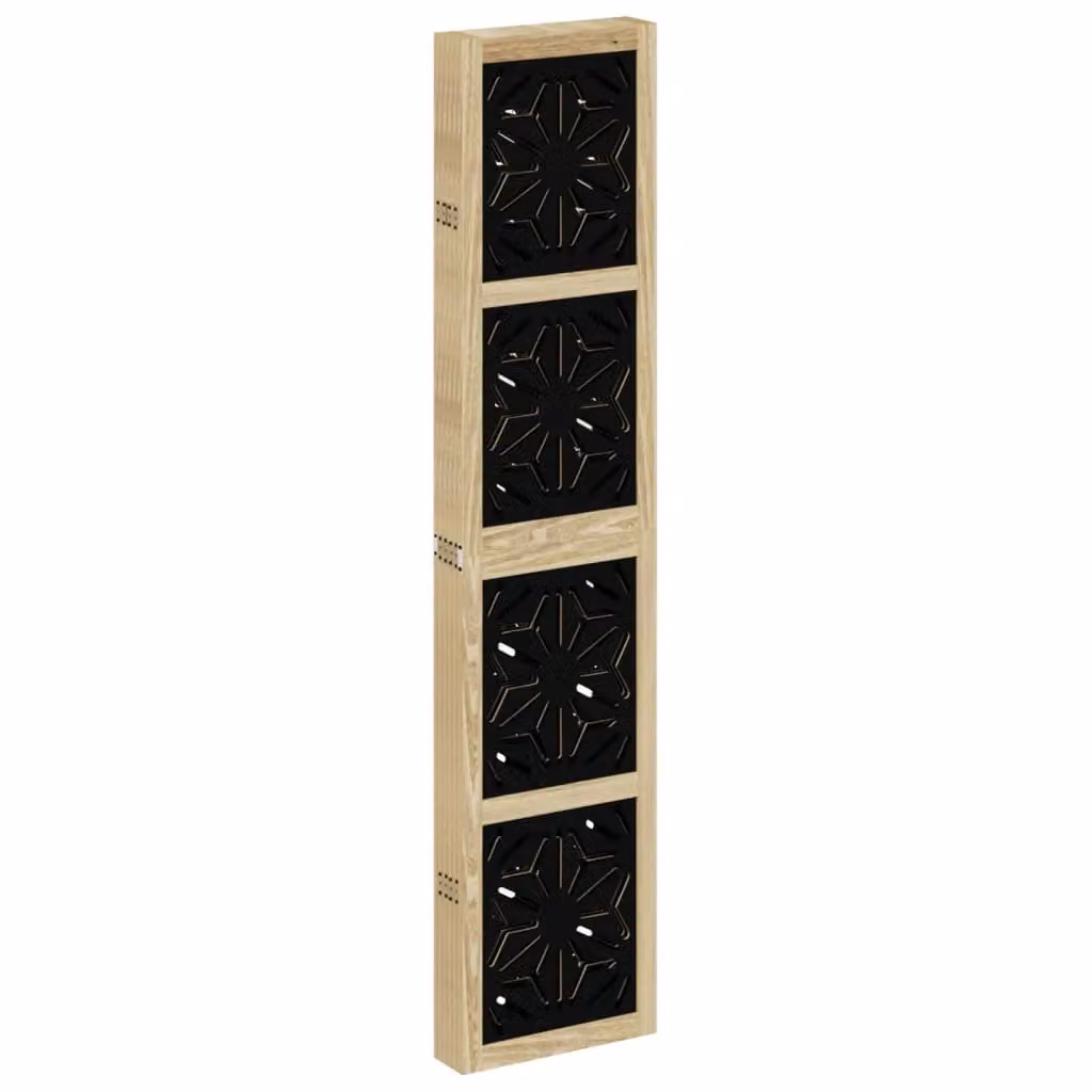 Berkfield Home 6 Panel Geometric Room Divider in Brown and Black Solid Paulownia Wood – 4