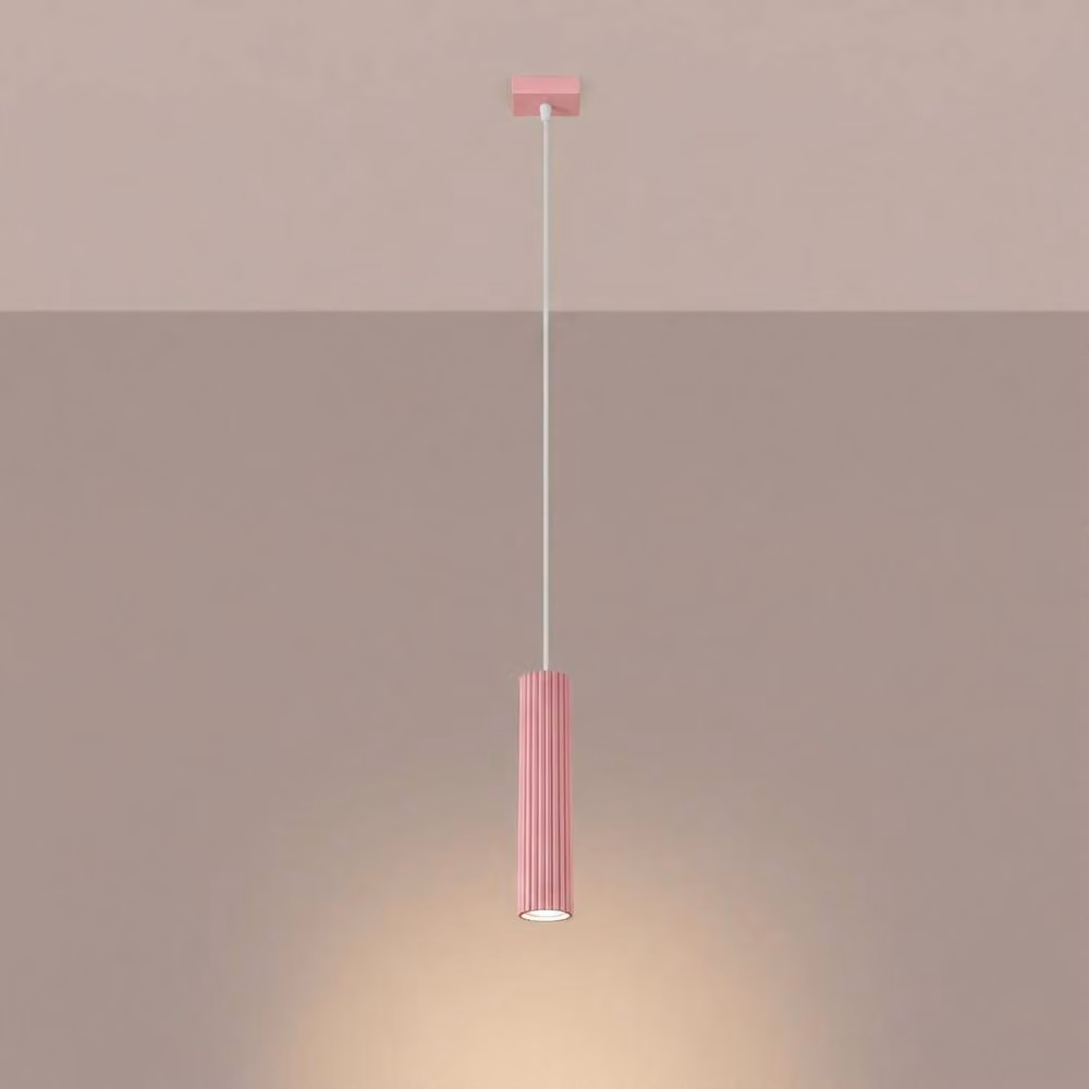 Sollux Lighting minimalist Pink cylinder Pendant lamp W/D/H: 118 x 8 x 8 cm – 2