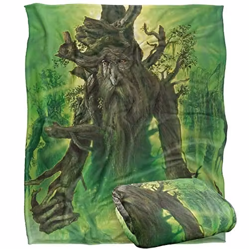 LOGOVISION Lord of the Rings Treebeard Painting Super Soft Microfibre Fleece Throw Blanket, Multicolour and White, W/D/H: 152 x 127 cm – 1