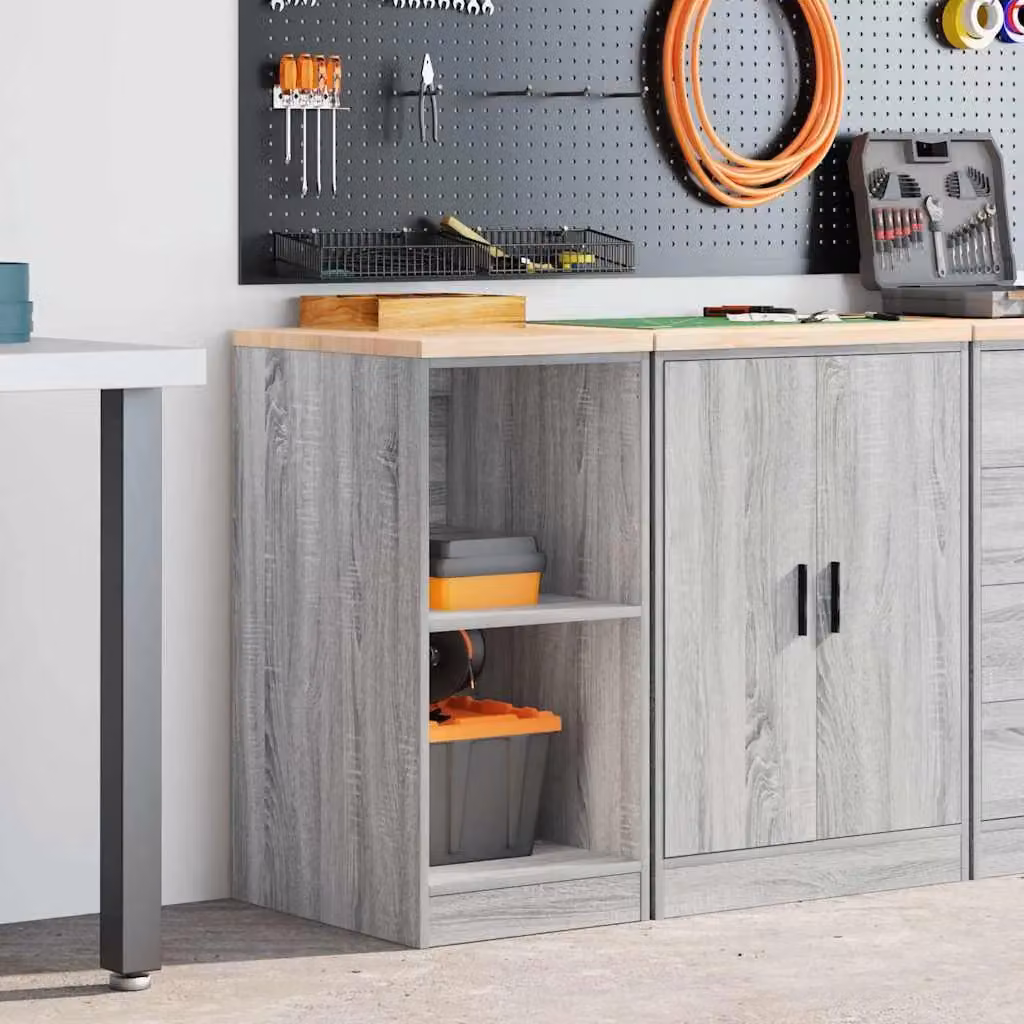Berkfield Home Garage Storage Cabinet in Grey Sonoma, Solid Pine Wood, W: 40 cm, D: 51 cm, H: 85 cm – 3