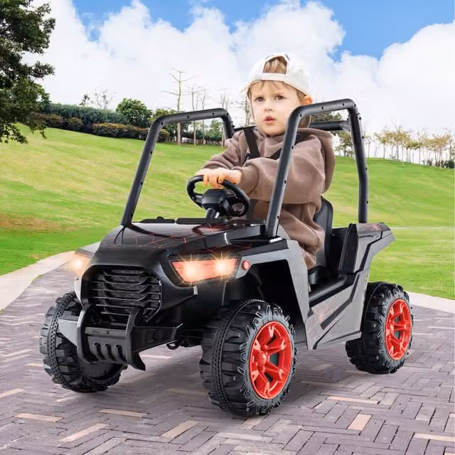 Costway Kids Electric UTV Ride-on Car with Light and Sound, Black