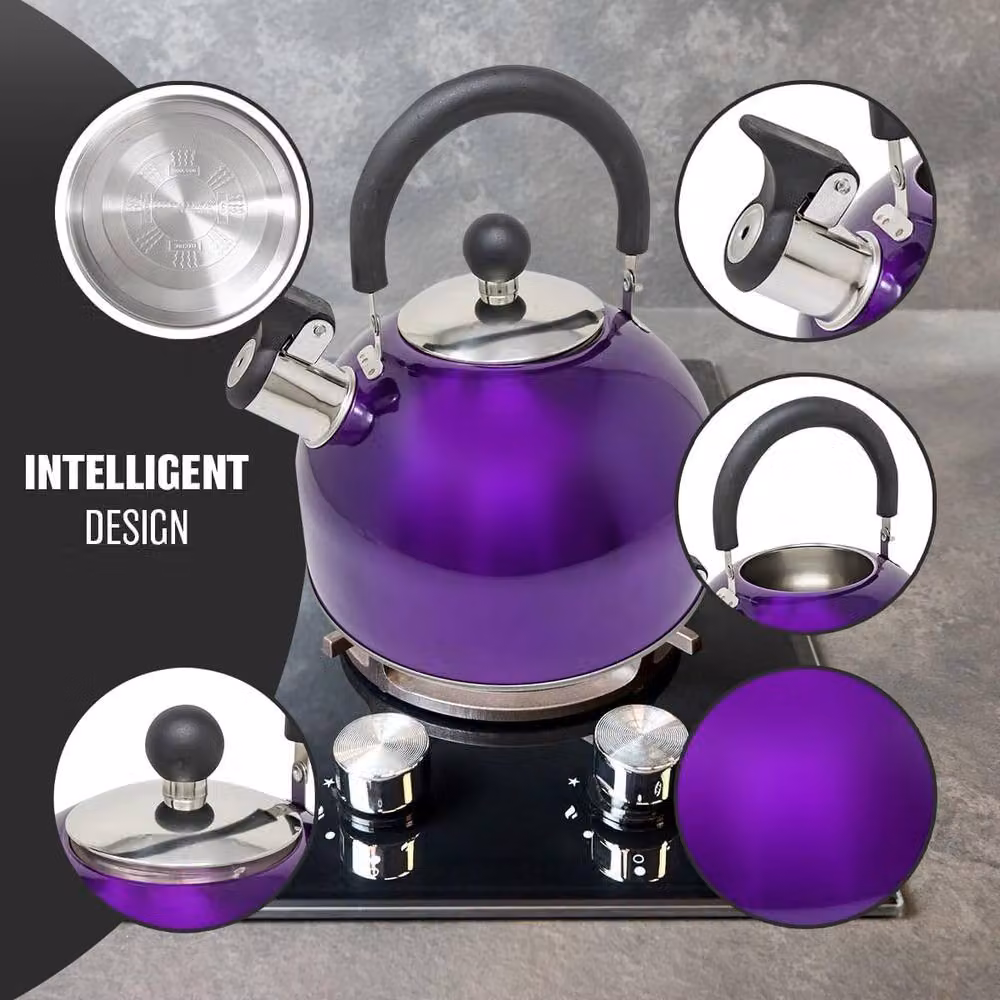 BARGAINS-GALORE 2.5l Stainless Steel Whistling Kettle in Purple – 3