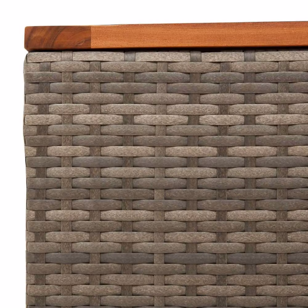 Berkfield Home Grey Poly Rattan and Acacia Wood Garden Table, W/D/H: 55 x 55 x 37 cm – 3