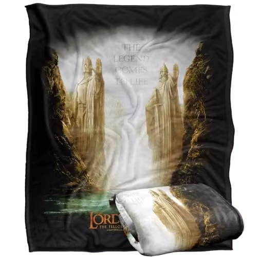 Warner Bros. Lord of the Rings Kings of Old Super Soft Fleece Throw Blanket, Multicolour, W: 152.4 cm x D: 127.0 cm – 1