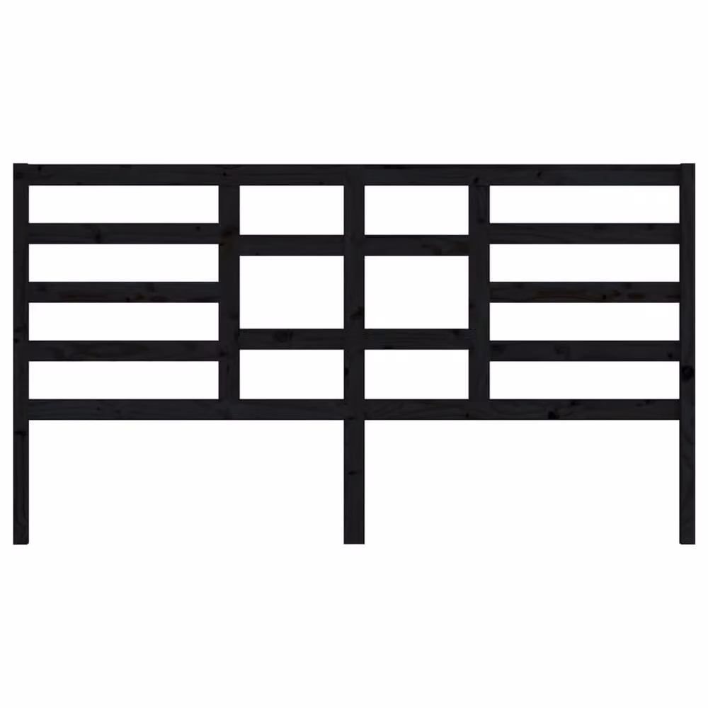 Berkfield Home Black Rustic Solid Pine Wood Bed Headboard W: 206 cm, D: 4 cm, H: 104 cm – 3