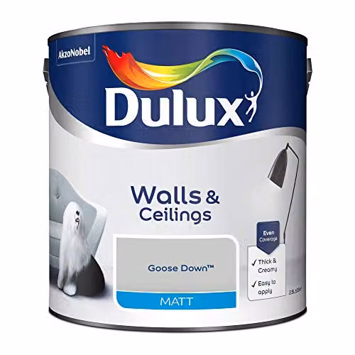 Dulux Matt Emulsion Paint for Walls and Ceilings, Goose Down Grey, 2.5 l – 2