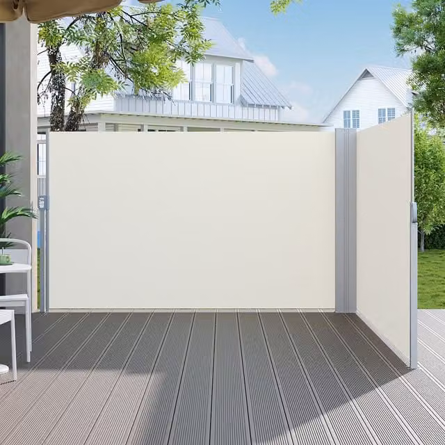 Breeins Outdoor Retractable Waterproof Privacy Side Awning in Beige, W: 6 m, H: 1.8 m