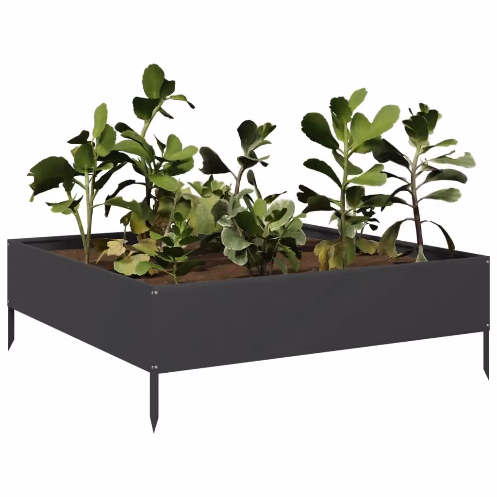 Berkfield Home Garden Black Steel Raised Bed W/D/H: 100 x 100 x 33.5 cm – 3