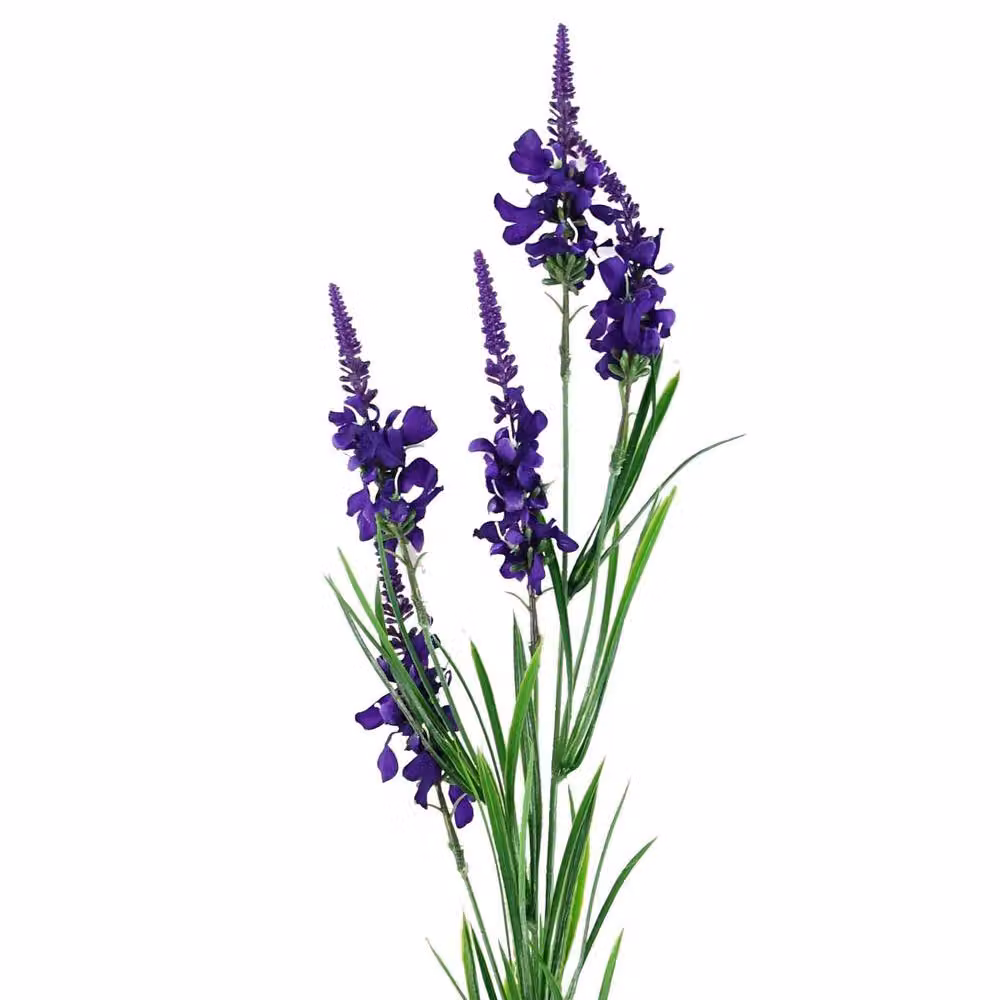 Leaf Pack of 6 Purple Artificial Larkspur Floral Stems, Height: 80 cm – 2