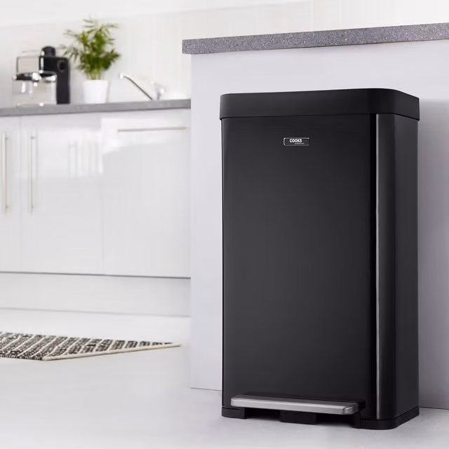 Cooks Professional 65L Single Compartment Recycle Pedal Bin with Soft Close, Black