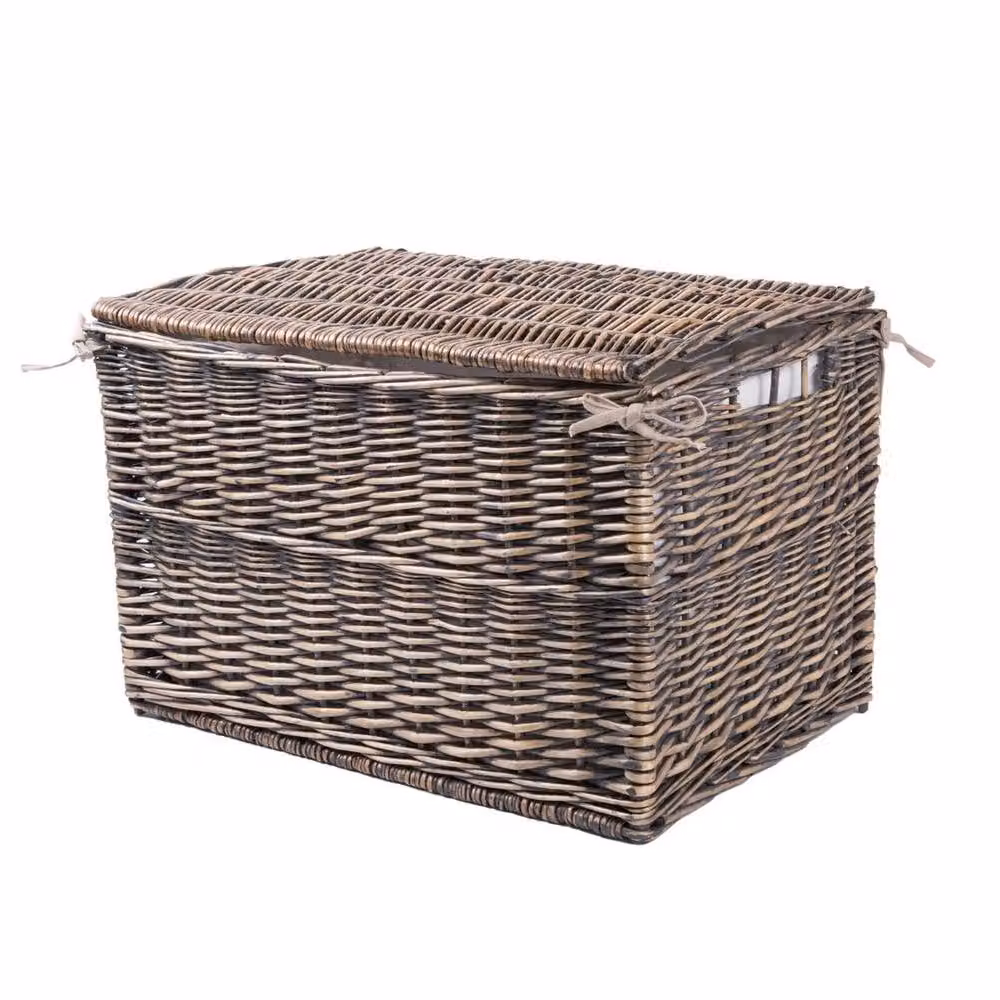 FLAVORA Bronze Wicker Storage Hamper Chest Trunk W: 50 cm, D: 50 cm, H: 50 cm – 2