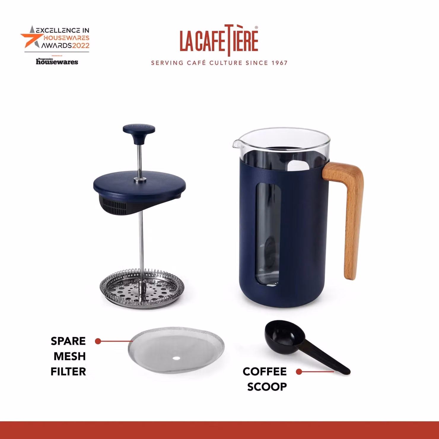 La Cafetiere Pisa 8-Cup French Press Coffee Maker, 0.95 l, Blue – 6