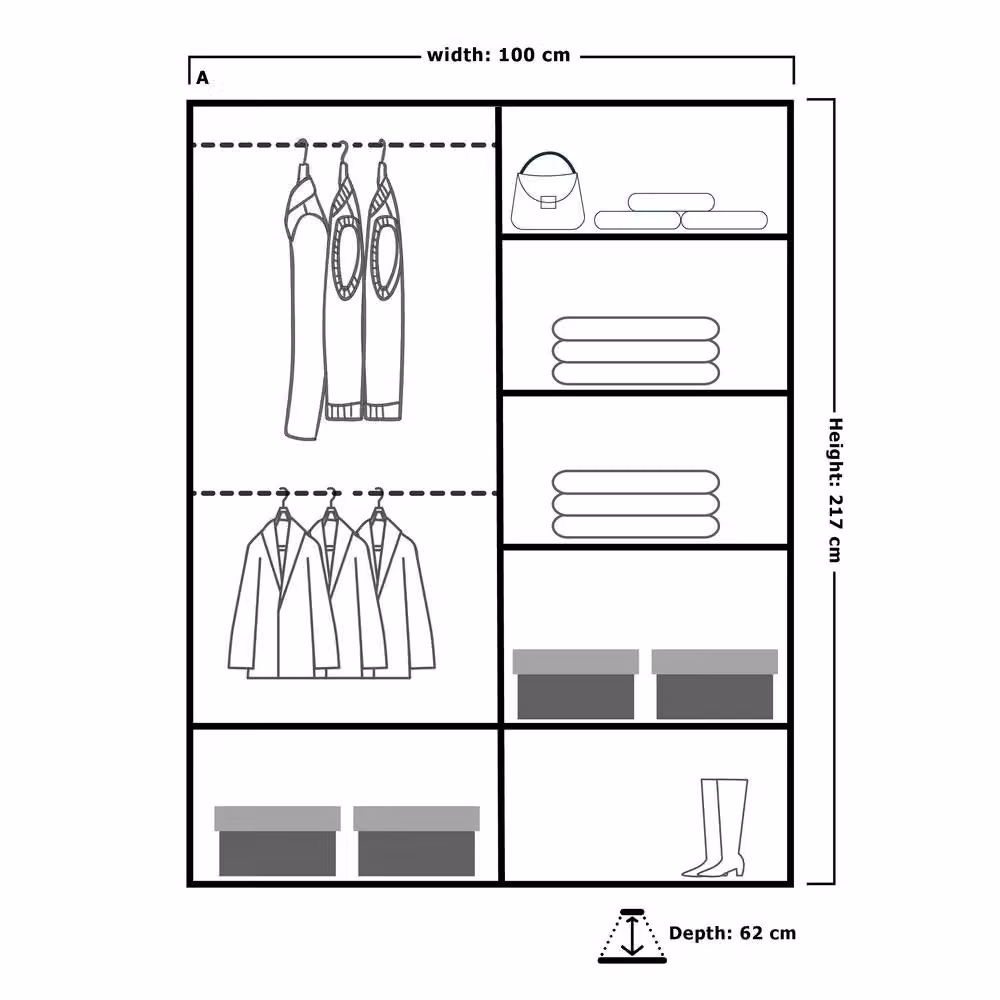 Sliding Wardrobes 4U Modern White Mirror Sliding Wardrobe with Integrated LED Lighting, W: 100 cm, H: 217 cm – 3