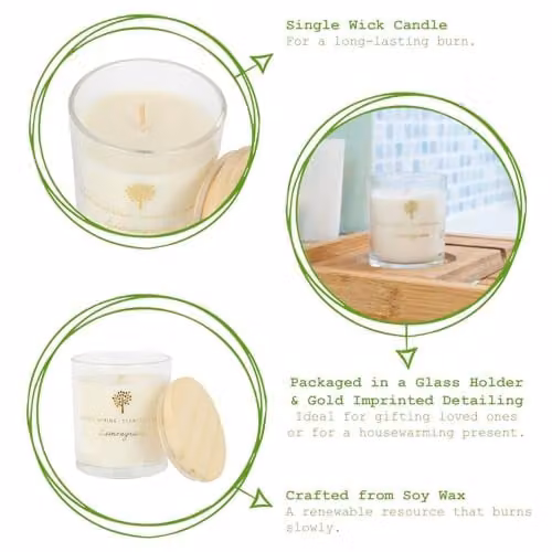 Nicola Spring Lemongrass Scented Candle and Reed Diffuser Set, 130g Soy Wax Candle and 200ml Diffuser, Transparent