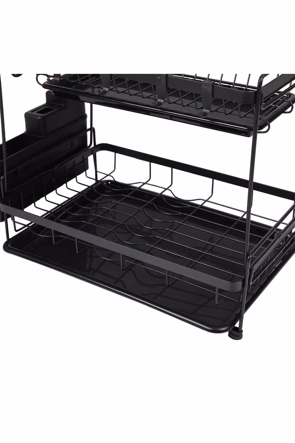 Garden Sanctuary 2 Tier Dish Drying Rack with Drip Tray and Cutlery Holder in Black – 6