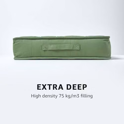 Homescapes Cotton Armchair Booster Cushion in Dark Green, W/D/H: 50 x 50 x 10 cm – 3