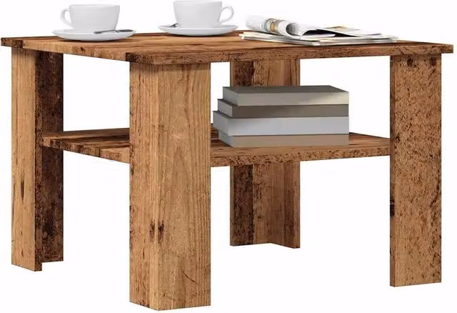 Berkfield Home Square Coffee Table in Brown Rustic Wood Finish, W/D/H: 60 x 60 x 42 cm