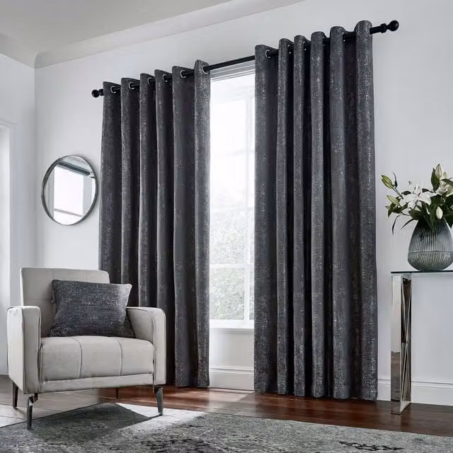 Helena Springfield Roma Eyelet Lined Curtains in Grey, Width: 167 cm, Drop: 183 cm – 4