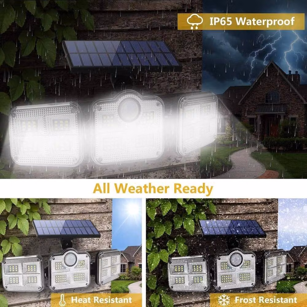 FLAVORA Black Waterproof Outdoor Solar LED Motion Sensor Wall Lights – 6