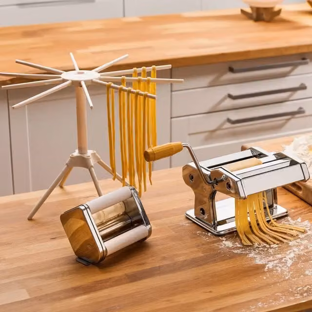 Orsina Multi Pasta Maker Set in Chrome and Stainless Steel for Spaghetti, Tagliatelle, Ravioli and Sheets