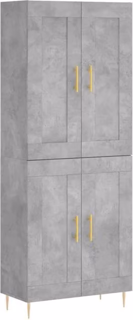 Berkfield Home Modern Wall Mounted Highboard in Concrete Grey, W: 69.5 cm, D: 34 cm, H: 180 cm