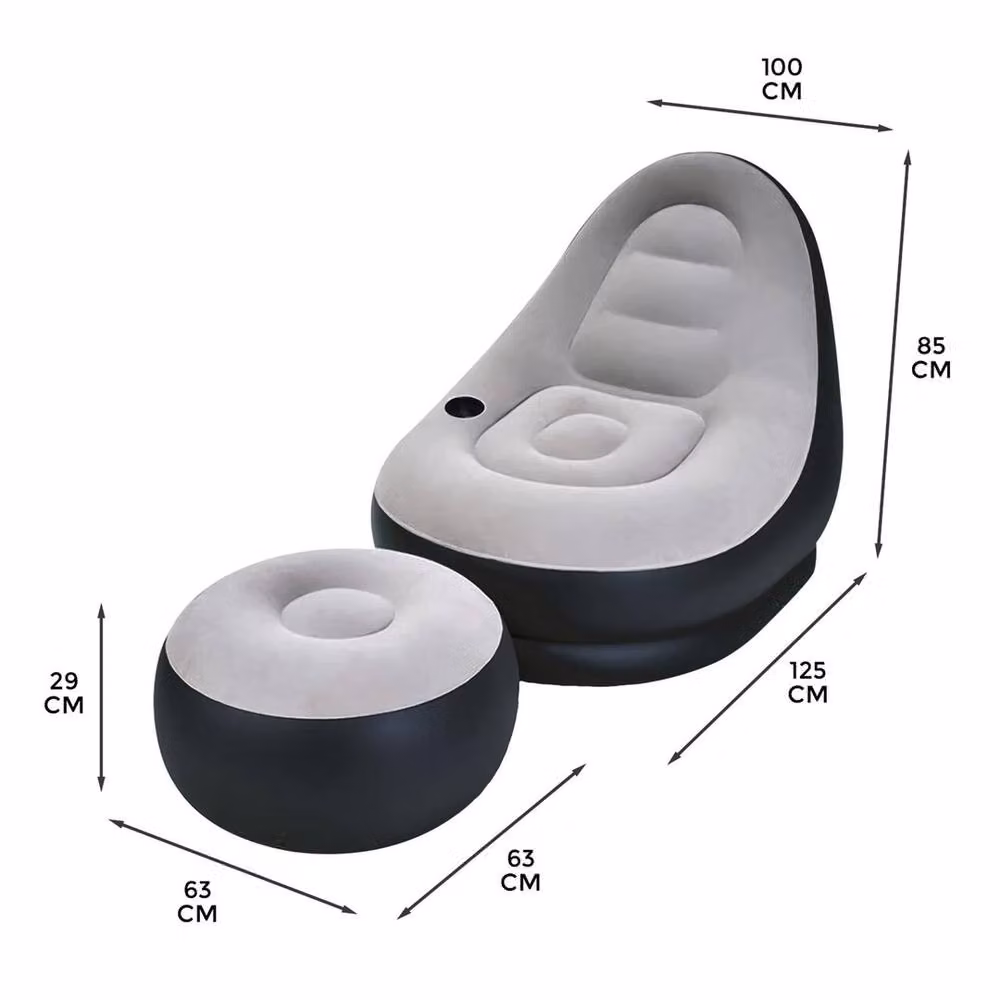 KORVIXA Deluxe Inflatable Sofa Lounger in Grey, Width: 100 cm – 2