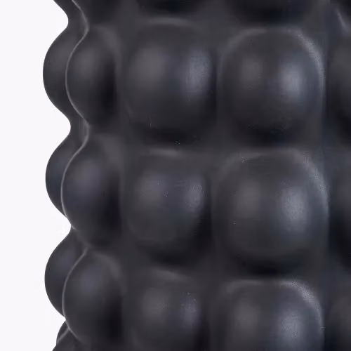 Ruma Bobbled Ceramic Tall Table Lamp with Black Fabric Drum Shade – 3
