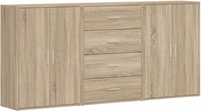 Berkfield Home 3-Piece Sonoma Oak Sideboard Set in Light Tan, W/D/H: 60 x 31 x 84 cm – 1