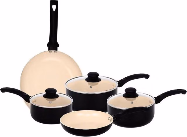 Havendro 8-Piece Non-Stick Marble Induction Cookware Set in Black – 1
