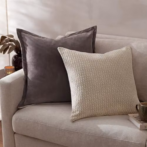 Yard Merton Rectangular Velvet Cushion in Beige or Grey, W/D/H: 55 x 55 x 55 cm – 3