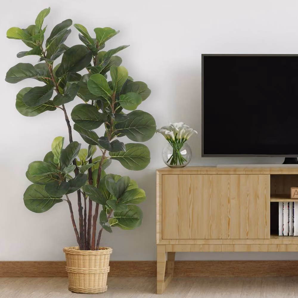London Boutique 120cm Artificial Fiddle Leaf Fig Tree in Green – 5