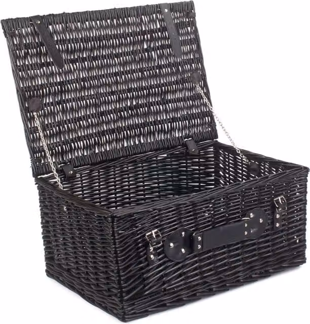 Red Wicker Hamper and Black Willow Basket with Cotton Lining, Width: 51 cm – 1