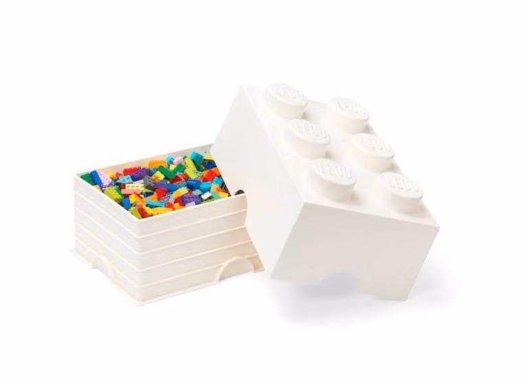 LEGO Stackable Brick Storage Boxes in White, Set of 6