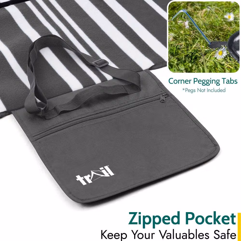 Trail Outdoor Leisure Waterproof Fleece Picnic Blanket in Grey – 4