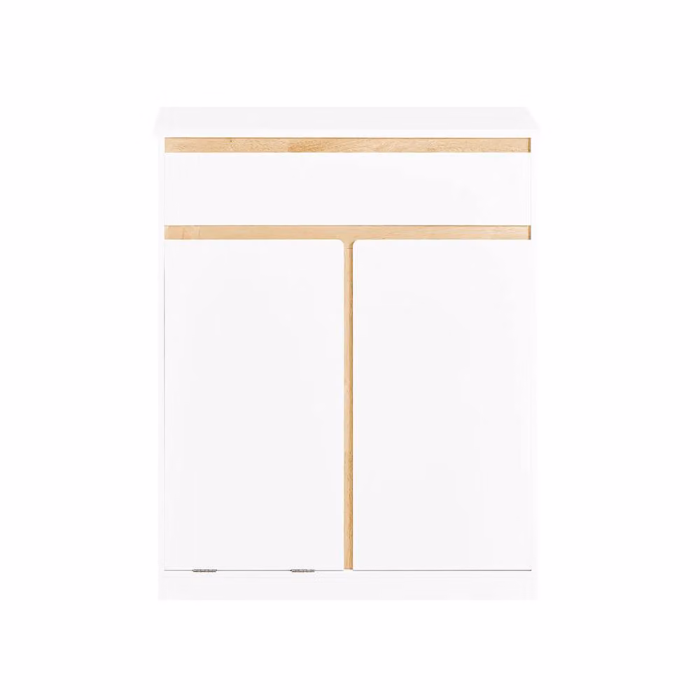 SoBuy Modern Freestanding Bathroom Cabinet with Hinged Doors and Drawers in White and Grey – 2