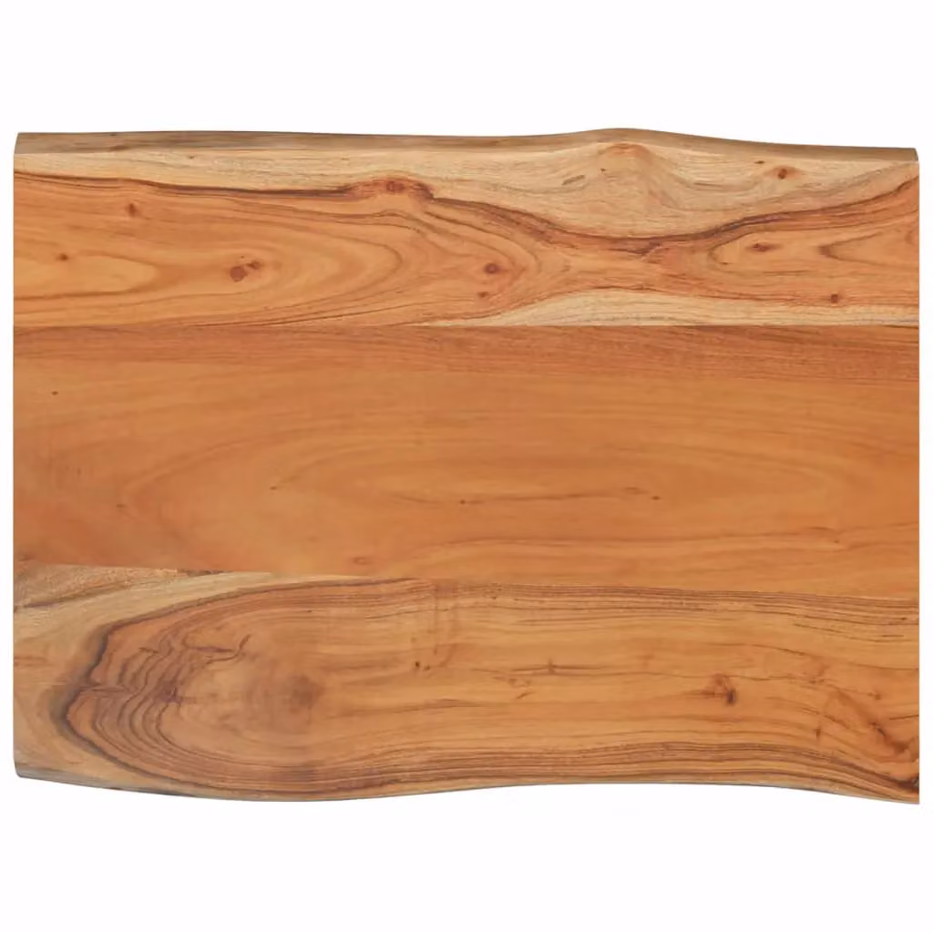 Berkfield Home Rectangular Solid Wood Acacia Live Edge Table Top, Brown, W: 80 cm, D: 60 cm, H: 2.5 cm – 2