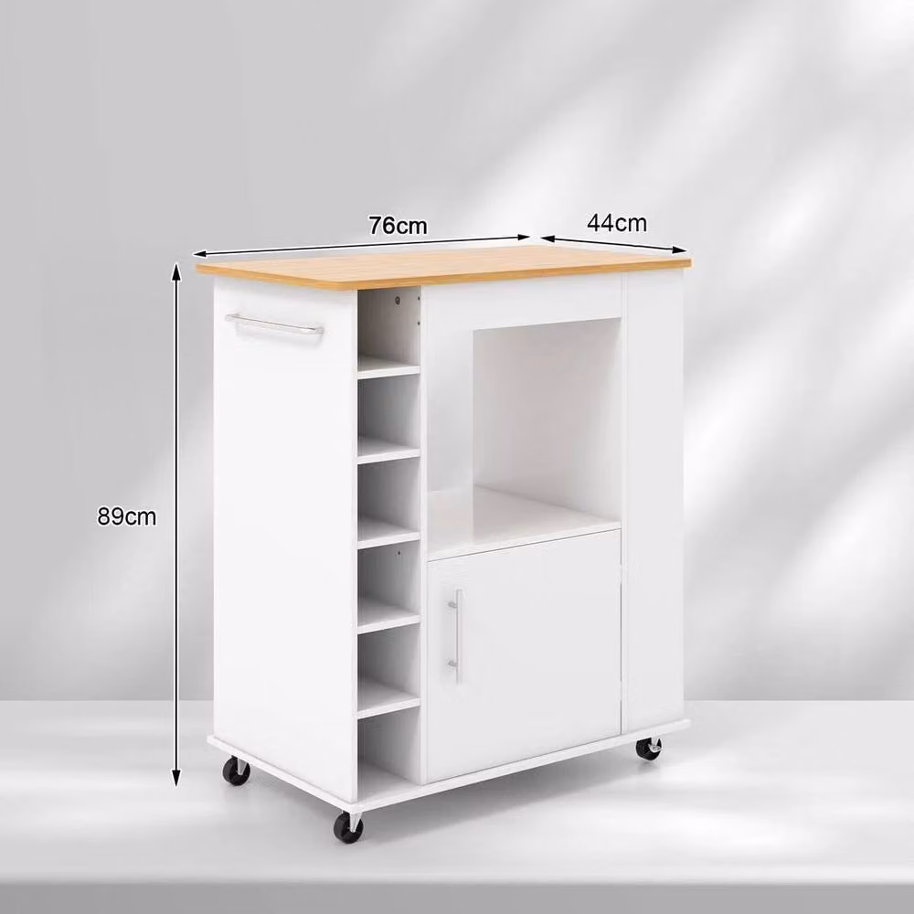 EONLION Modern White Island Rolling Kitchen Storage Cabinet – 2