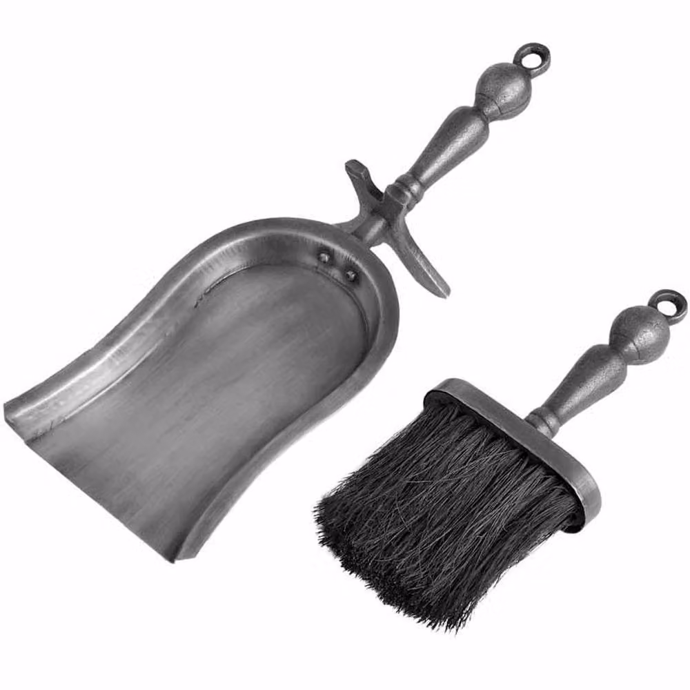 Lemon Pavilion Hearth Tidy Set in Antique Pewter Effect Grey Finish, W: 14 cm, D: 10 cm, H: 37 cm – 2