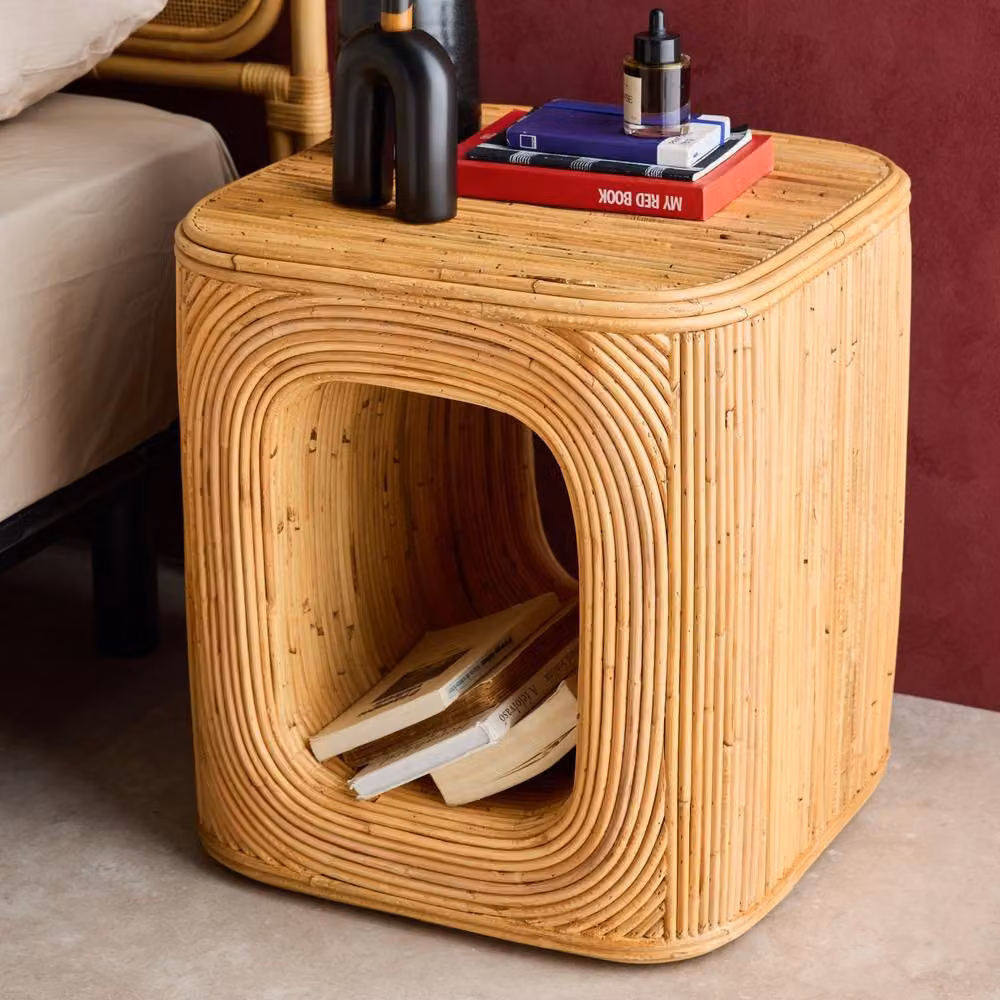 sweeek Pair of Natural Rattan Bedside Tables in Light Brown – 4