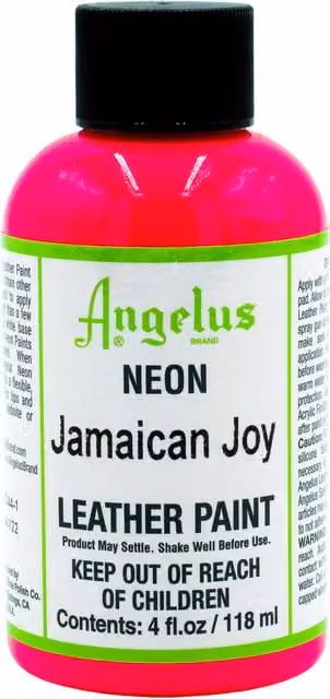Angelus Acrylic Leather Paint in Neon Jamaican Joy, 118 ml