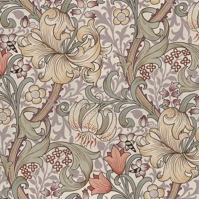 House of Hackney Golden Lily Cirrus Wallpaper Sample in Multicolour W: 42.0 cm, H: 29.7 cm