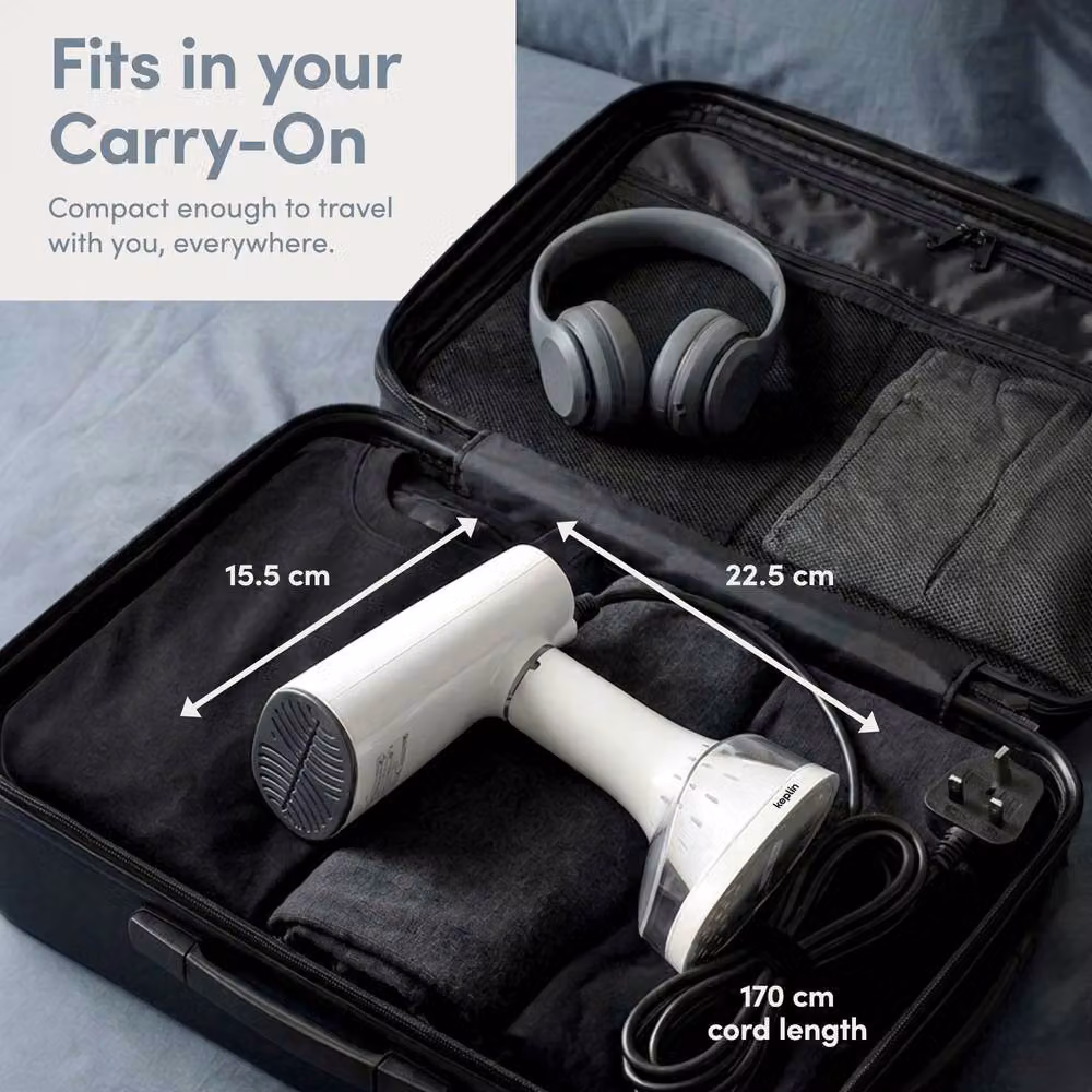Keplin 2-in-1 Portable Handheld Garment Steamer, White Foldable Travel Steamer – 2